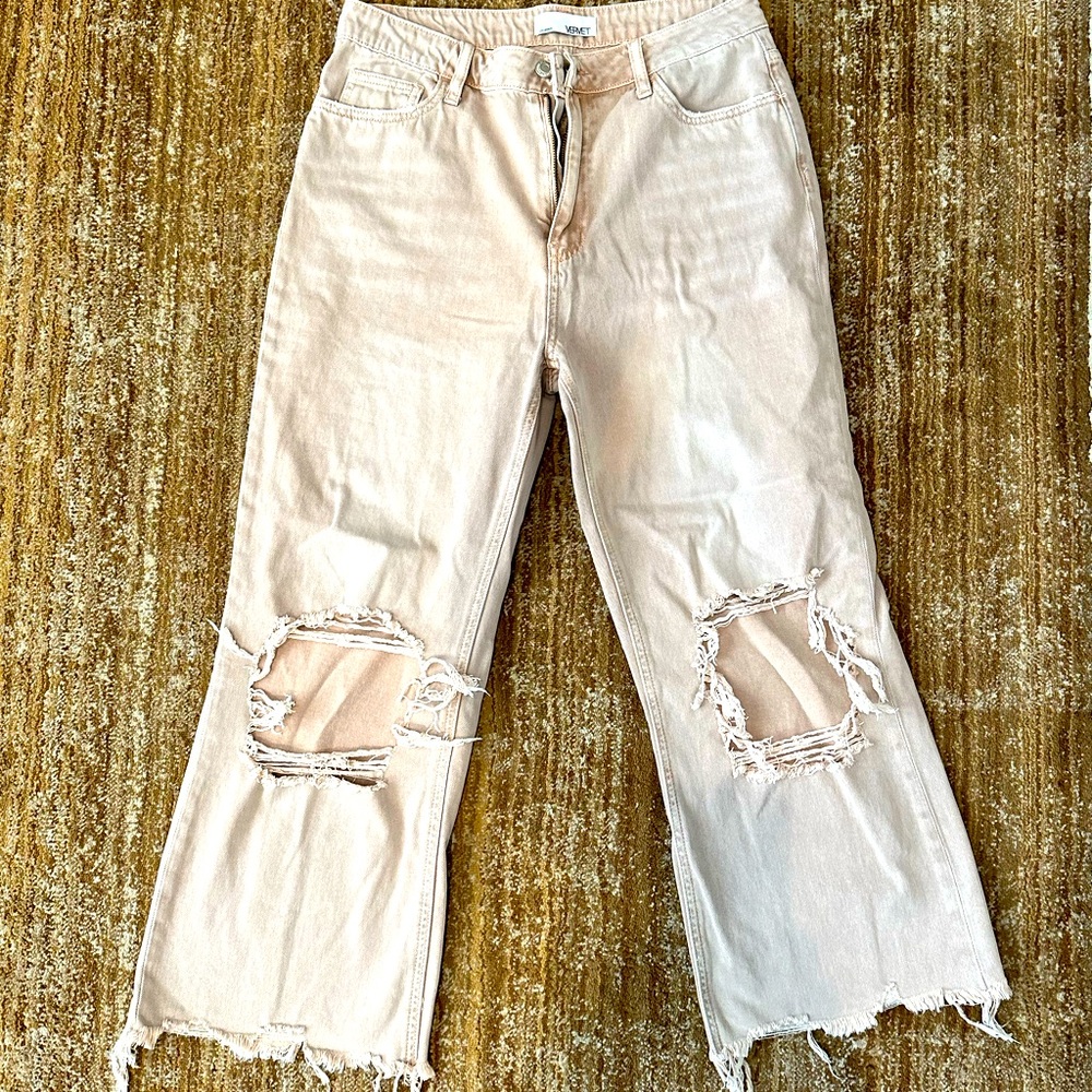 NWOT cropped wide leg jeans